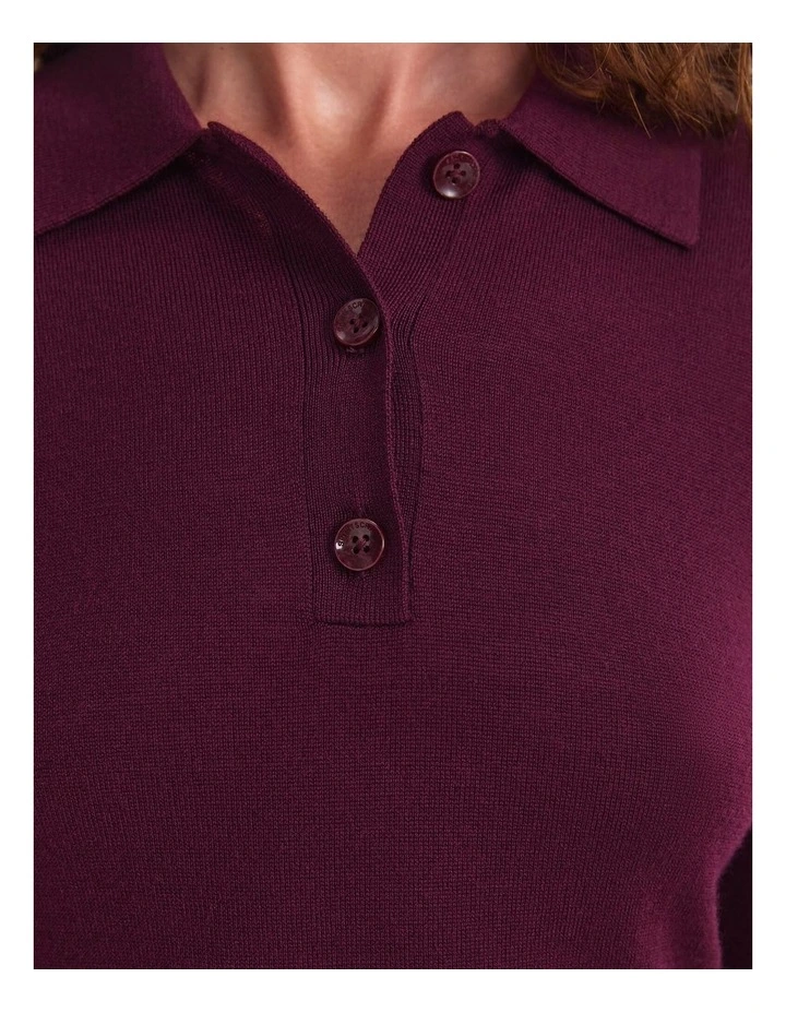 Francis Knit Polo in Wine image 6