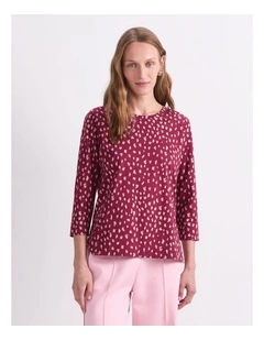 Jenny Half Sleeve Mercerised Tee in Wine