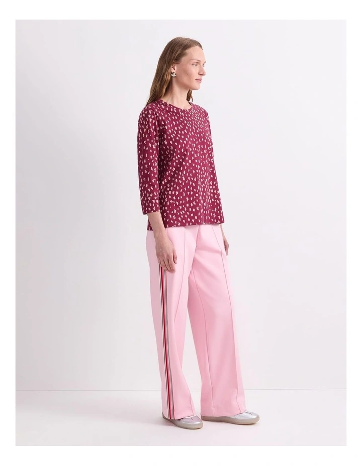 Jenny Half Sleeve Mercerised Tee in Wine image 3