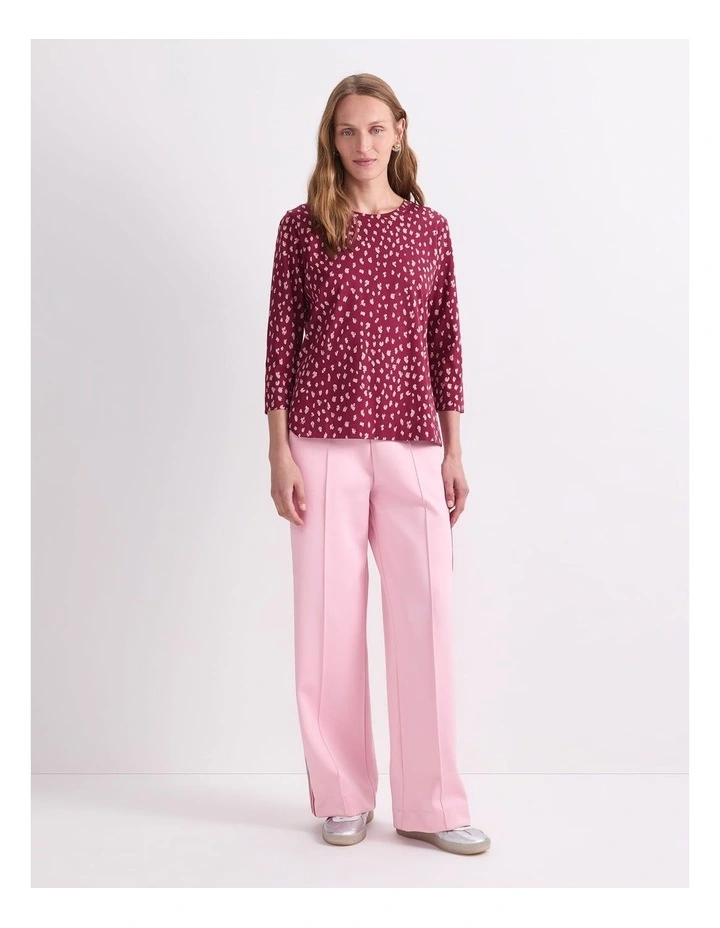 Jenny Half Sleeve Mercerised Tee in Wine image 4