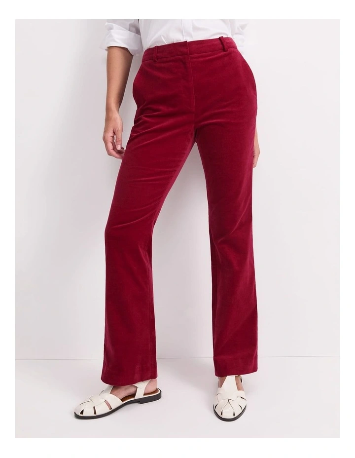 Thea Kick Flare Velvet Pant in Wine image 3
