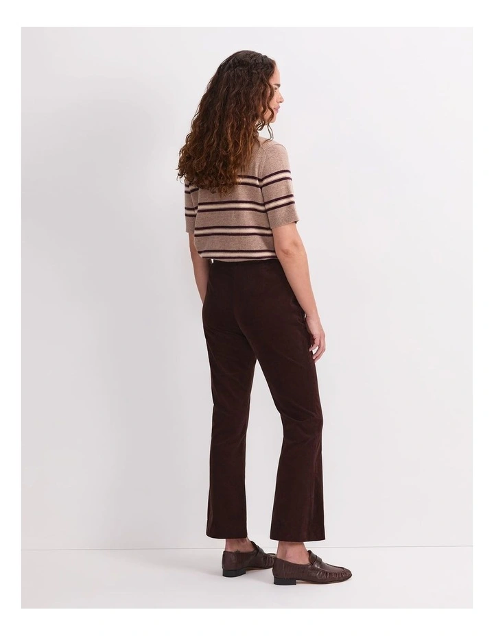 Thea Kick Flare Velvet Pant in Chocolate image 2