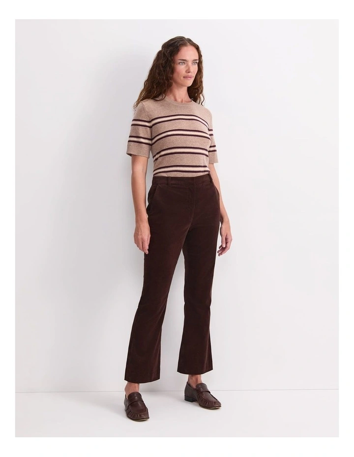 Thea Kick Flare Velvet Pant in Chocolate image 3