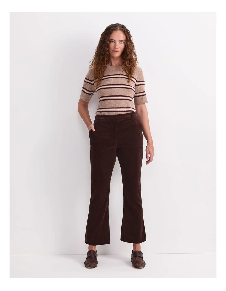 Thea Kick Flare Velvet Pant in Chocolate image 4