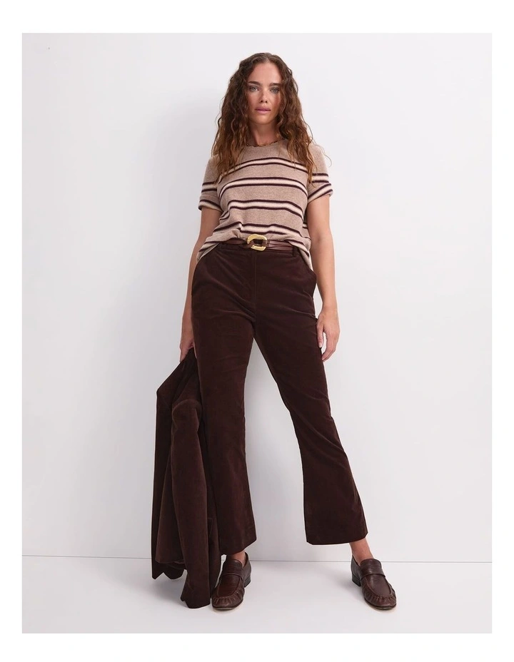 Thea Kick Flare Velvet Pant in Chocolate image 5