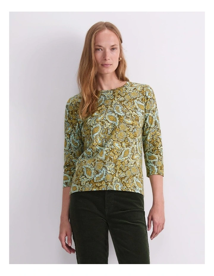 Paisley Mercerised Tee in Green image 1