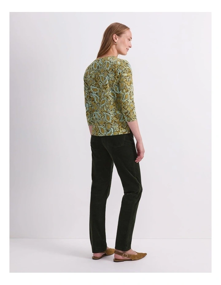 Paisley Mercerised Tee in Green image 2