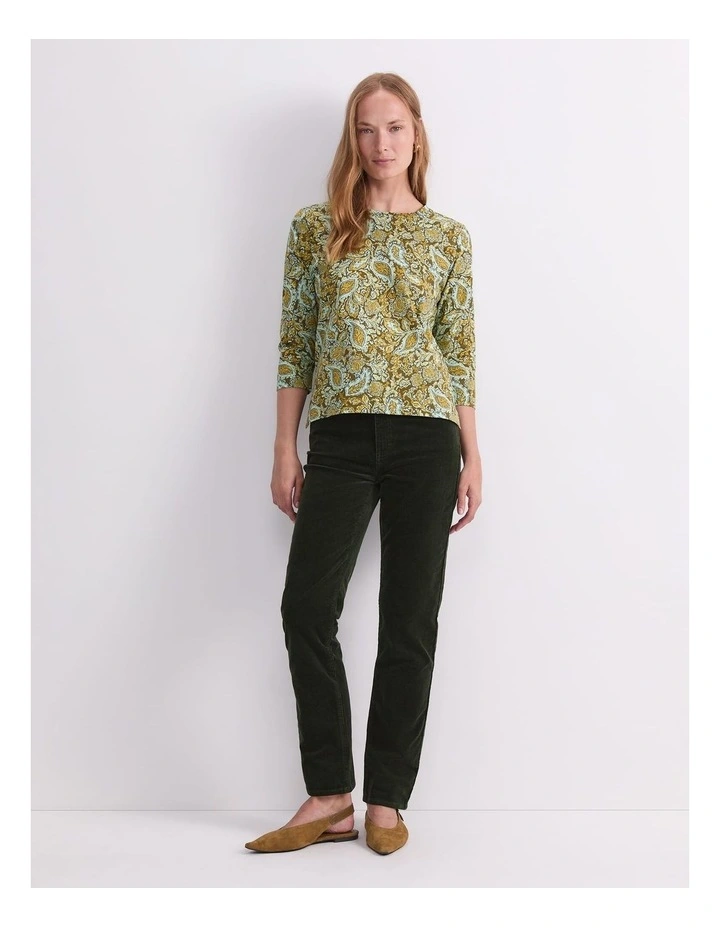Paisley Mercerised Tee in Green image 4