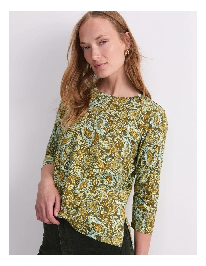 Paisley Mercerised Tee in Green image 6