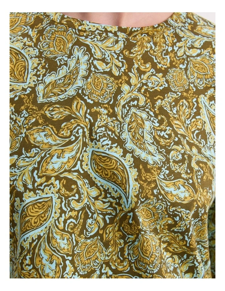 Paisley Mercerised Tee in Green image 7