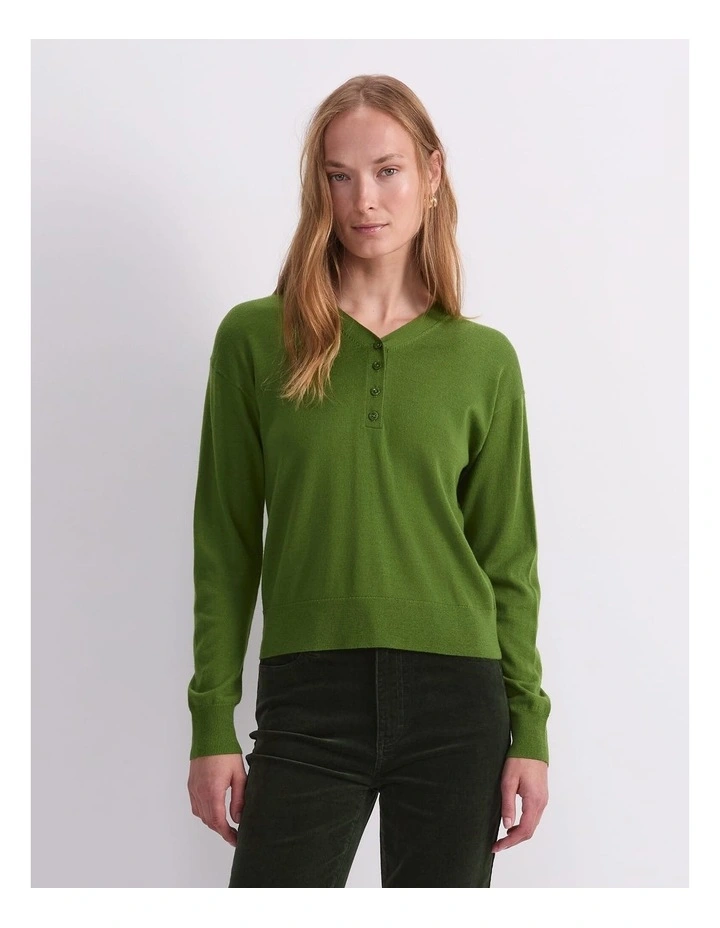 Francis Henley Top in Olive Green image 1