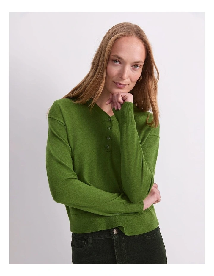 Francis Henley Top in Olive Green image 6