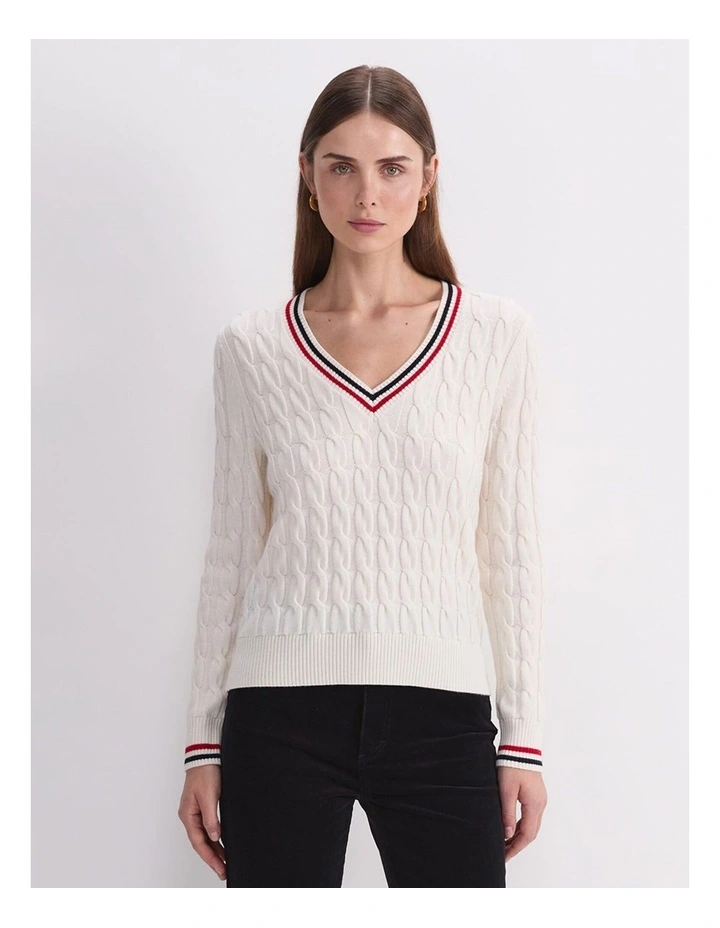 Merino Cable V-Neck Sweater image 1
