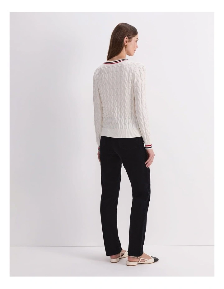 Merino Cable V-Neck Sweater image 2