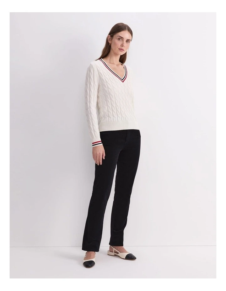 Merino Cable V-Neck Sweater image 3