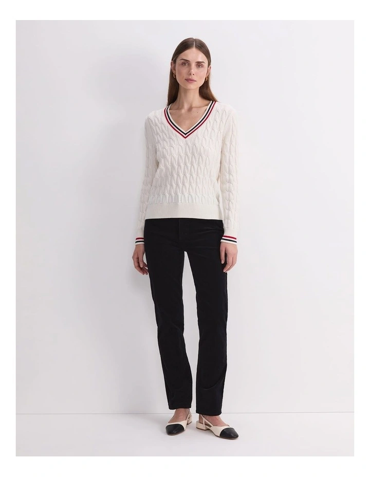Merino Cable V-Neck Sweater image 4