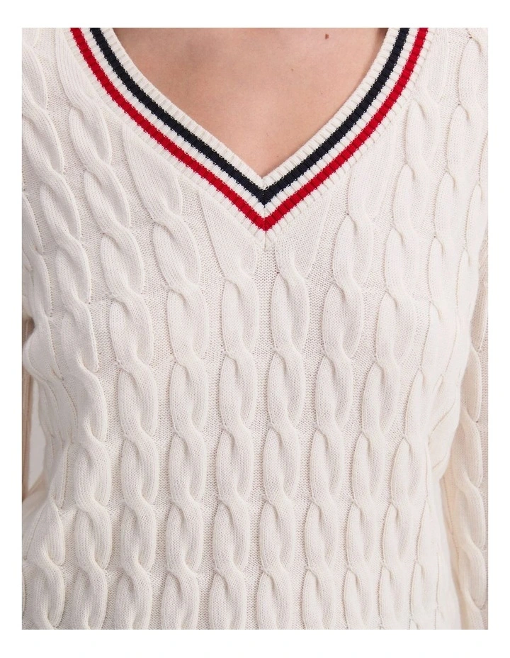 Merino Cable V-Neck Sweater image 7