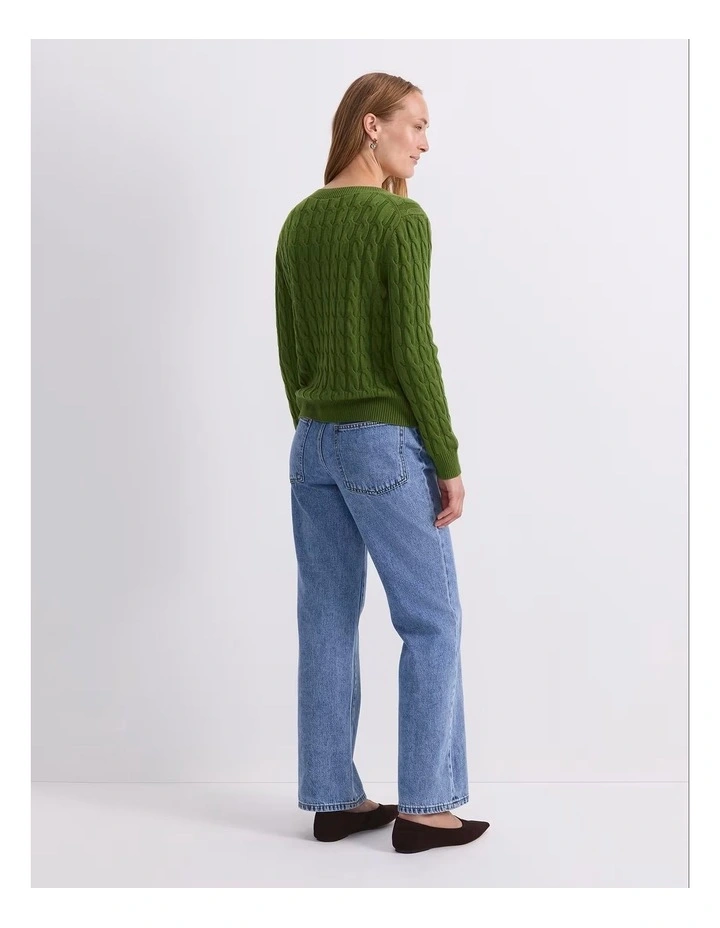 Merino Cable V-Neck Sweater image 2