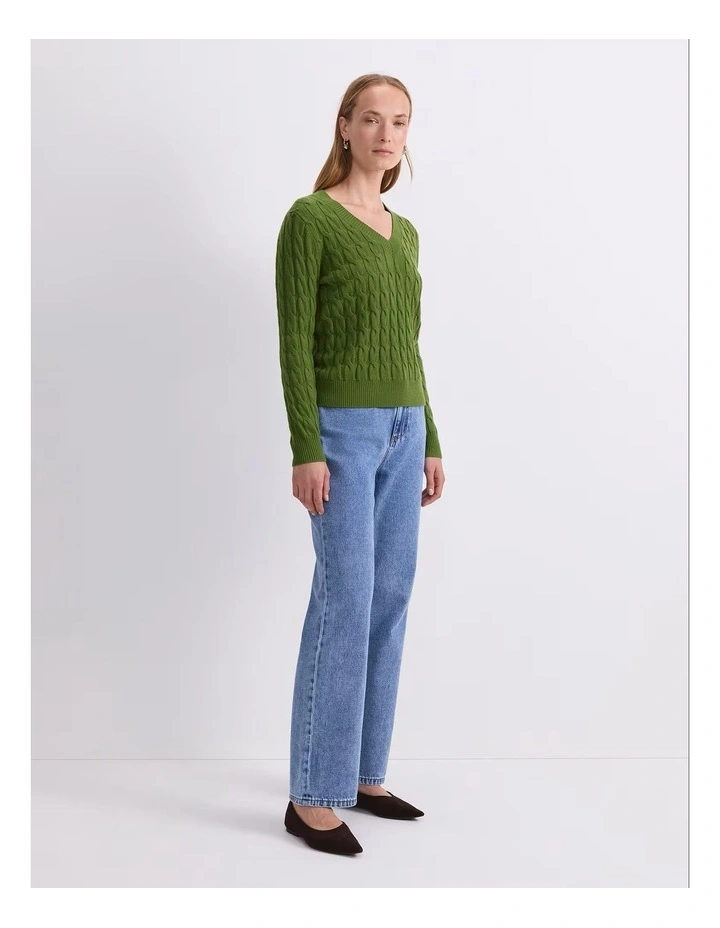 Merino Cable V-Neck Sweater image 3