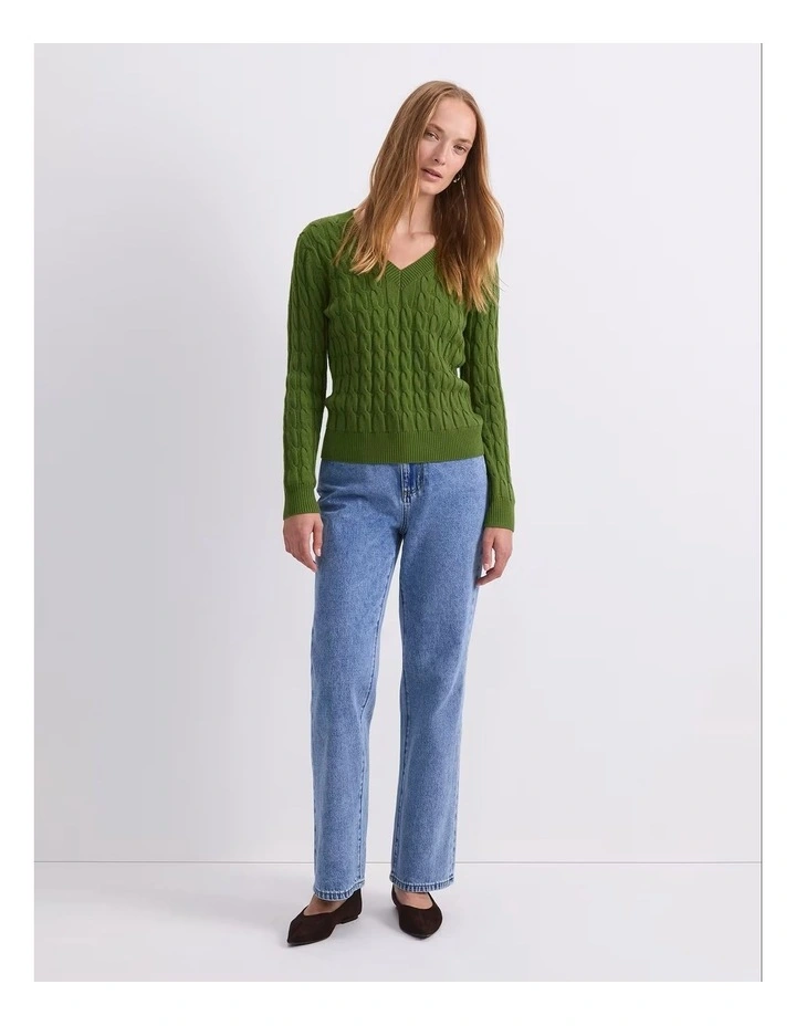 Merino Cable V-Neck Sweater image 4