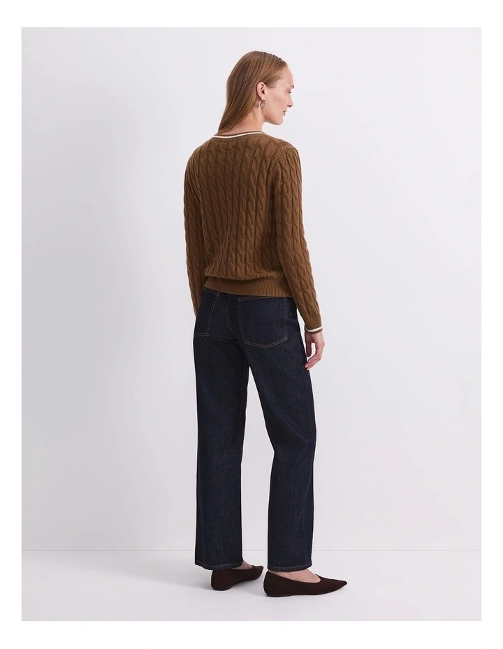 Merino Cable V-Neck Sweater image 2