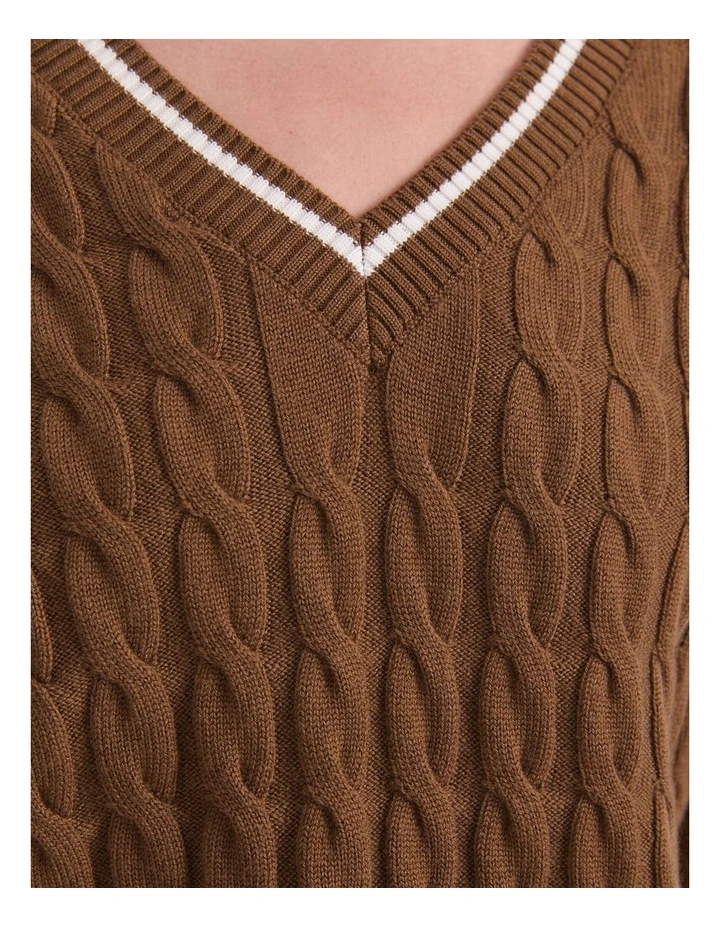 Merino Cable V-Neck Sweater image 5