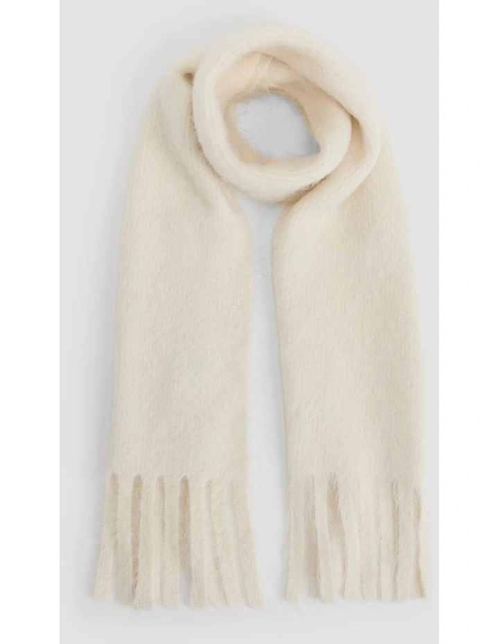 Alpaca Fringe Scarf in Cream image 1