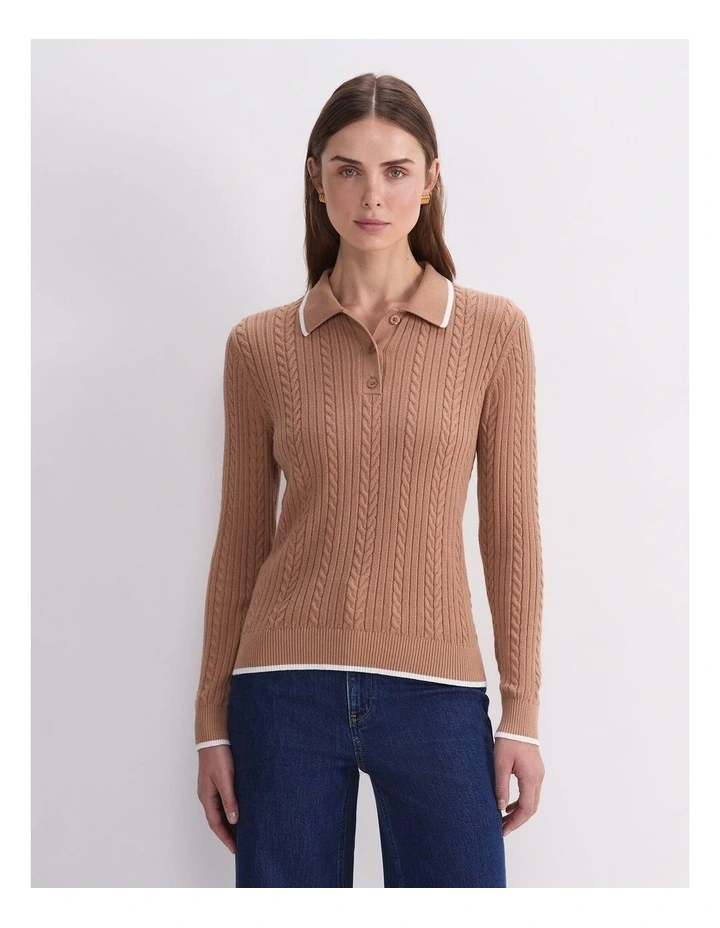 Elka Baby Cable Polo in Tan image 5