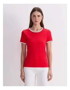 Staple Cotton Blend Tee in Red