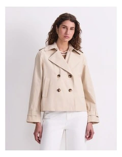 Audrey Crop Trench in Beige