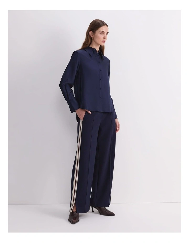 Mira Silk Blouse in Navy image 3