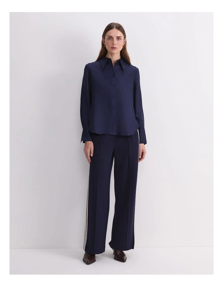 Mira Silk Blouse in Navy image 4