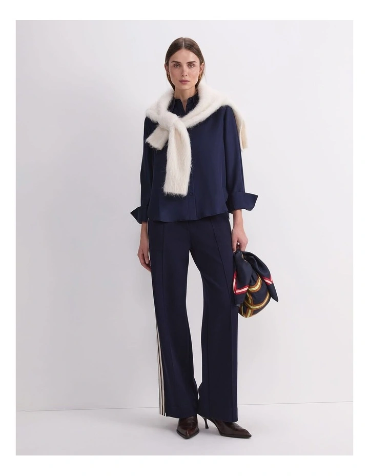 Mira Silk Blouse in Navy image 5