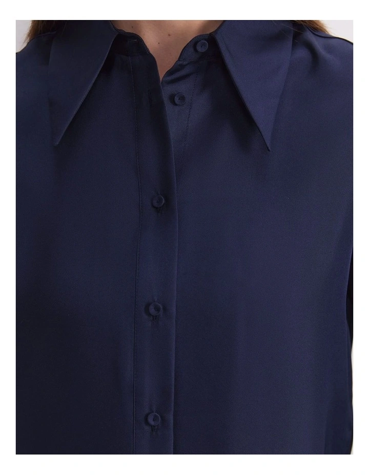 Mira Silk Blouse in Navy image 7