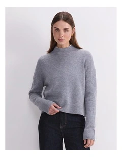 Pearl Relaxed Wool Sweater in Grey