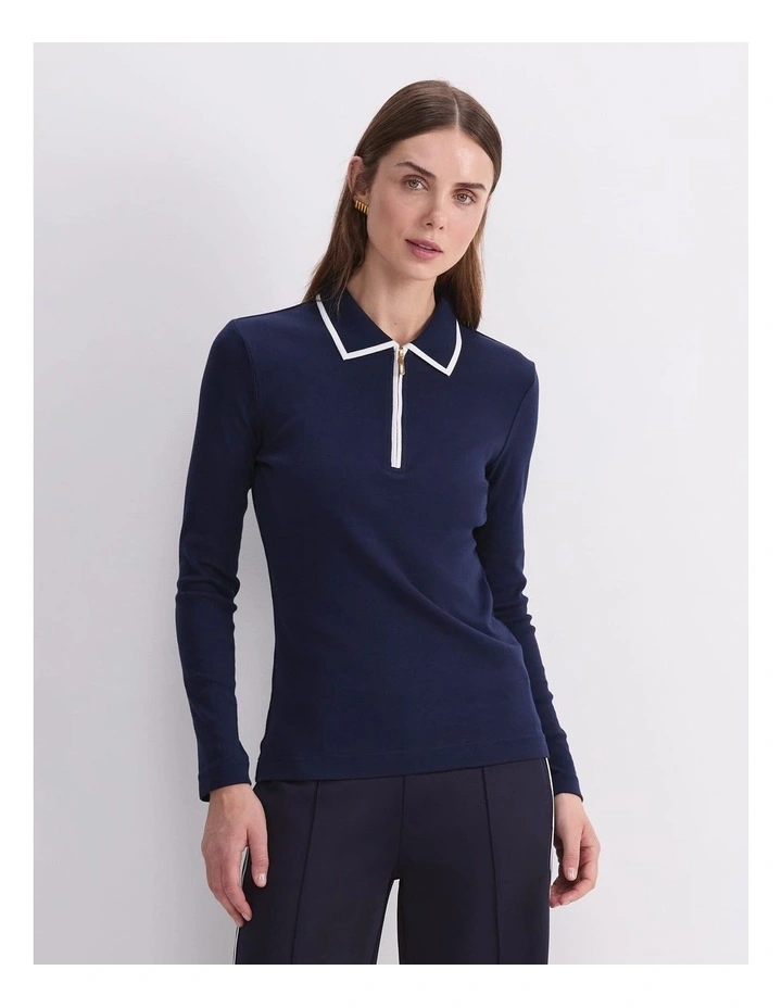 Lucy Cotton Quarter Zip Top image 1