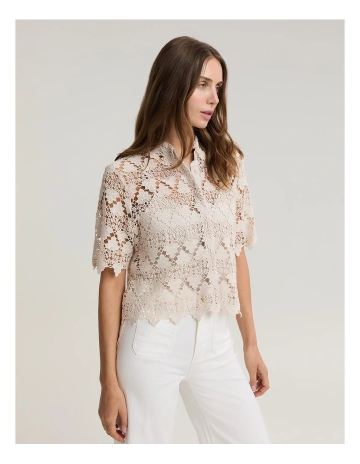 Ariana Lace Cropped Shirt image 4