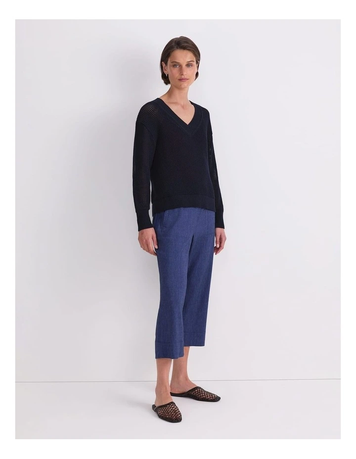 Cotton Crochet V-Neck Knit image 3