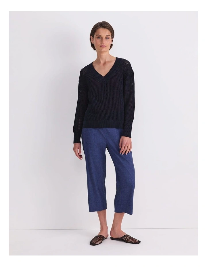 Cotton Crochet V-Neck Knit image 4