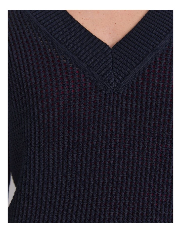 Cotton Crochet V-Neck Knit image 7