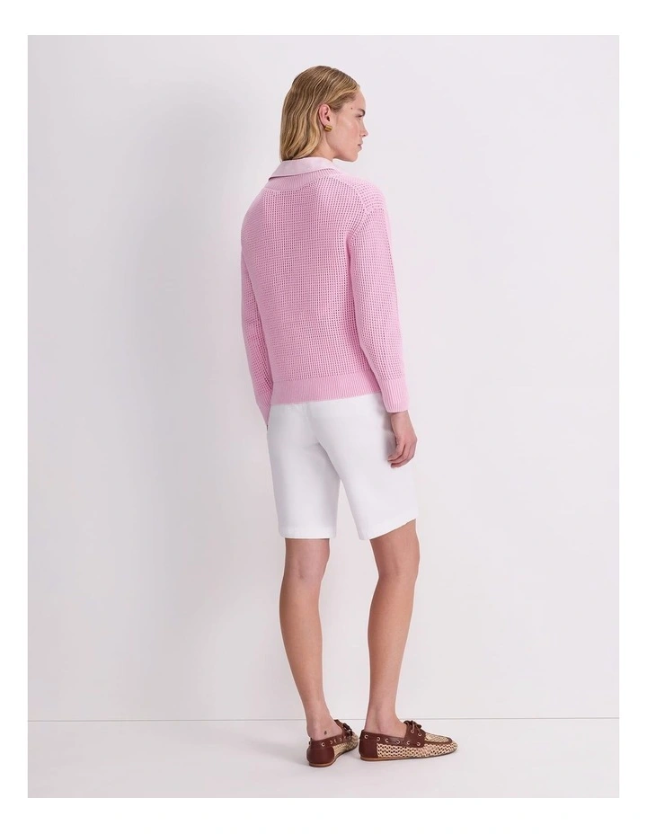 Cotton Crochet V-Neck Knit image 2