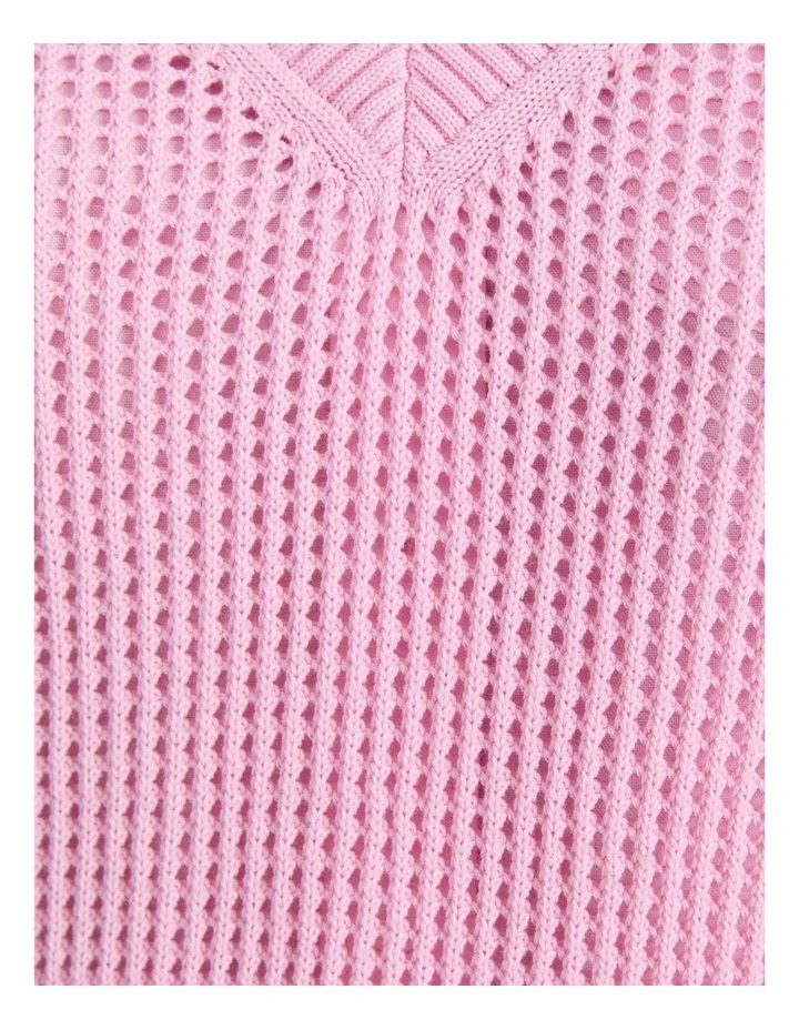 Cotton Crochet V-Neck Knit image 7