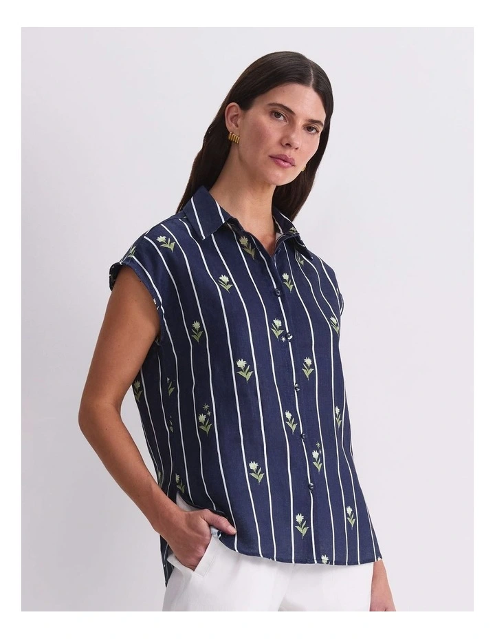 Hampton Stripe Linen Blouse image 4
