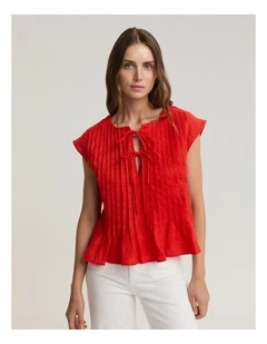 Ariana Pintuck Linen Blouse