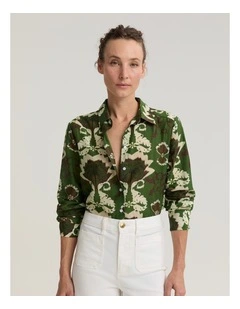 Palm Print Cotton Silk Shirt