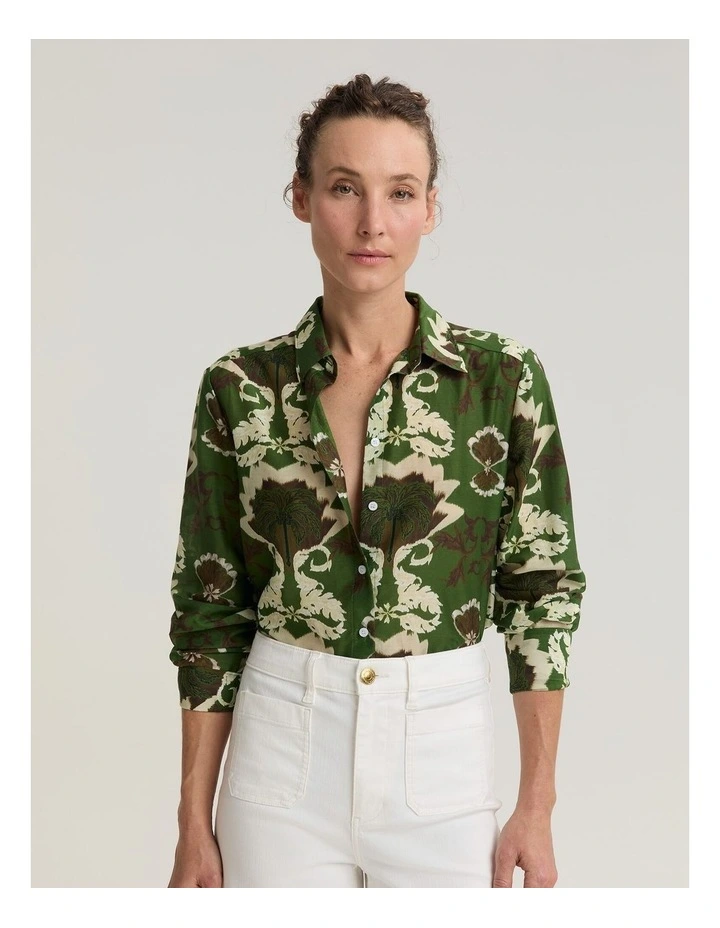 Palm Print Cotton Silk Shirt image 1
