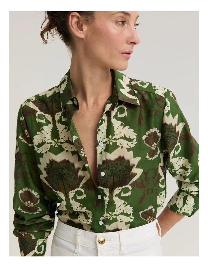 Palm Print Cotton Silk Shirt image 5