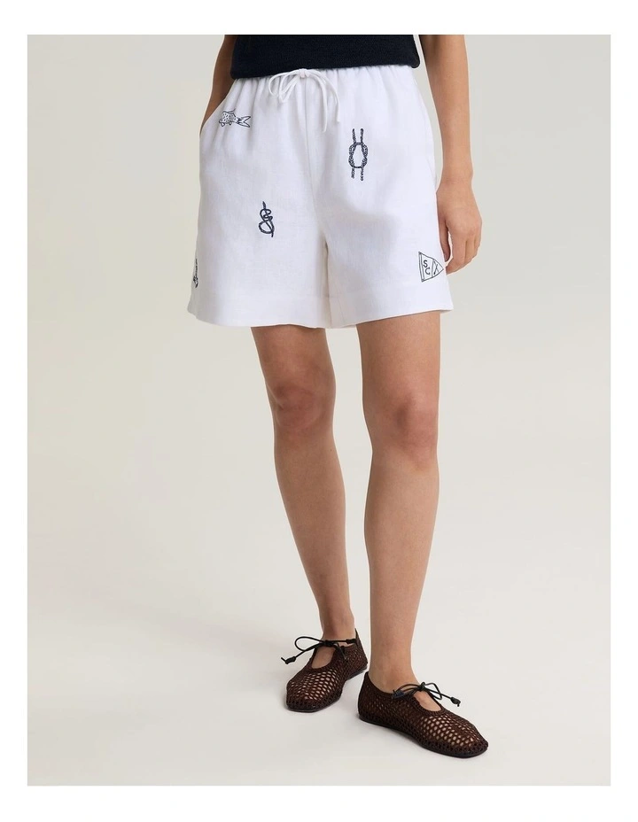 Ariana Embroidered Linen Short image 1