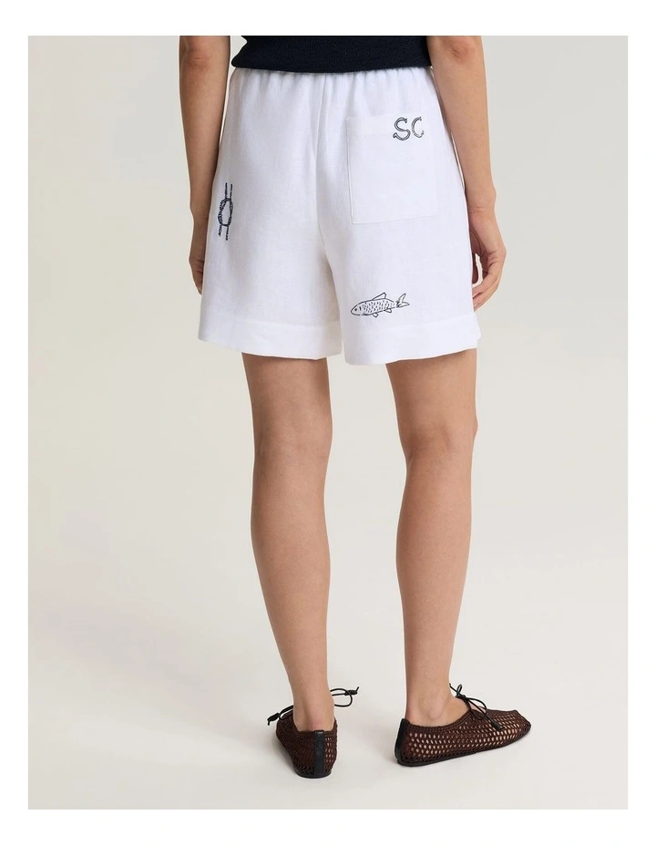Ariana Embroidered Linen Short image 2