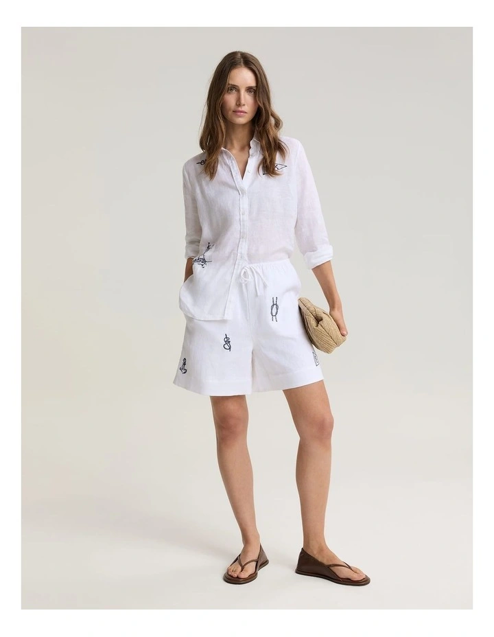 Ariana Embroidered Linen Short image 3